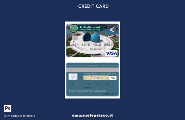 modello di carta classico Visi della Iraq Trade Bank of Iraq in stile verificato